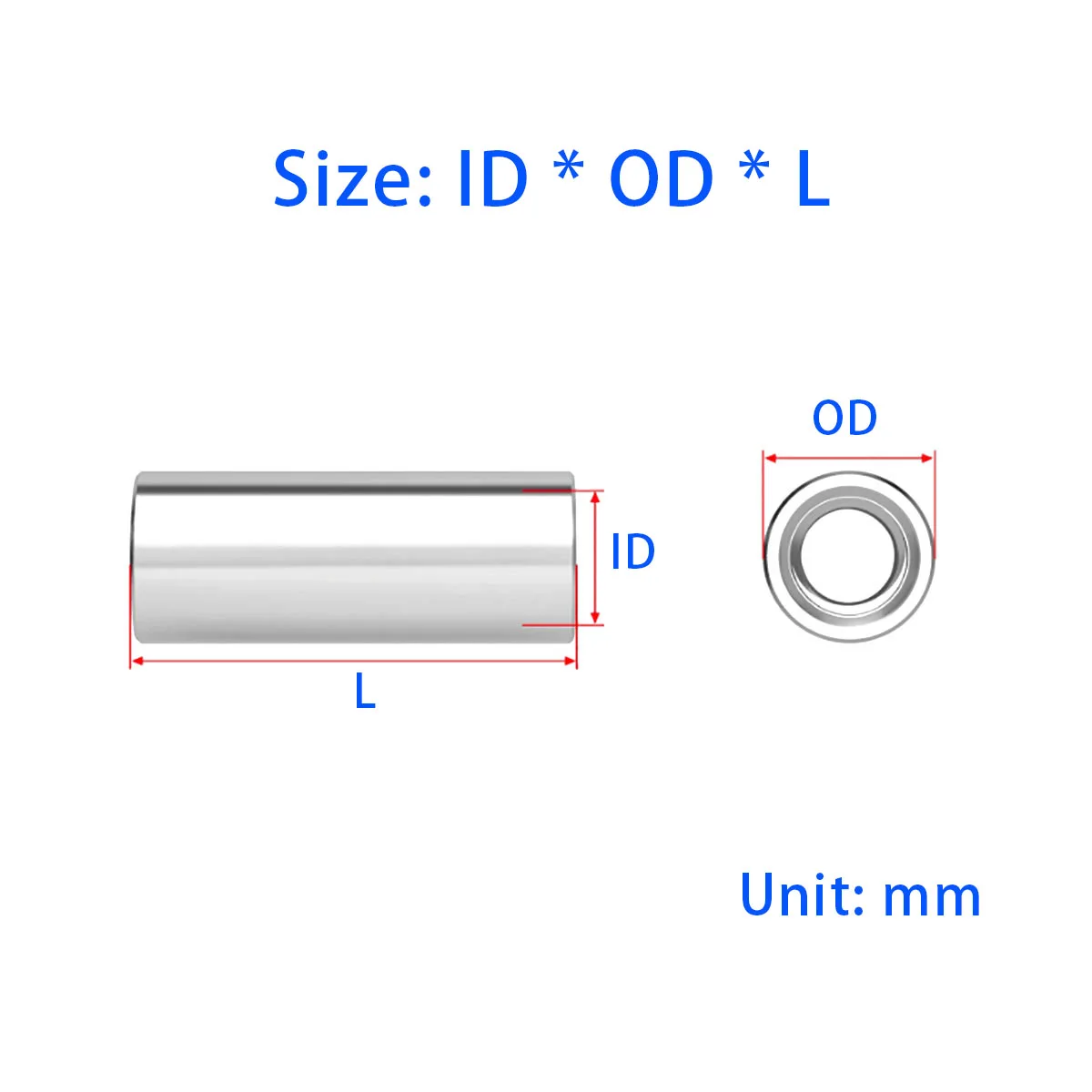 304 Stainless Steel Extended Circular Connecting Nut Internal Thread Cylindrical Joint Nut Sleeve Tubular Nut M3 M4 M5 M6