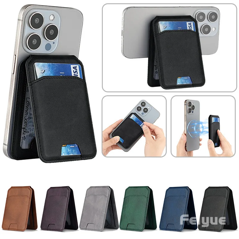 

Роскошный кожаный чехол-кошелек Magsafe с магнитным держателем для iPhone 16, 15, 14, 13, 12, Pro Max, чехол для телефона, аксессуары