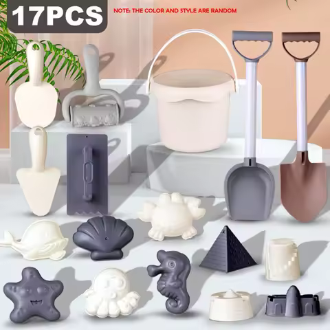 Cartoon Beach Sand Play Toys Lightweight Funny Morandi Color Bucket Toys for Children 17/18/19PCS