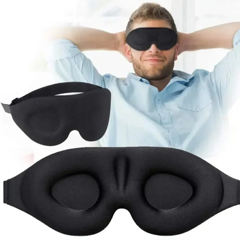

3D Sleeping Mask Block Out Light Soft Padded Sleep Eyes Mask Contoured Cup Blindfold Concave Molded Blindfold Adjustable