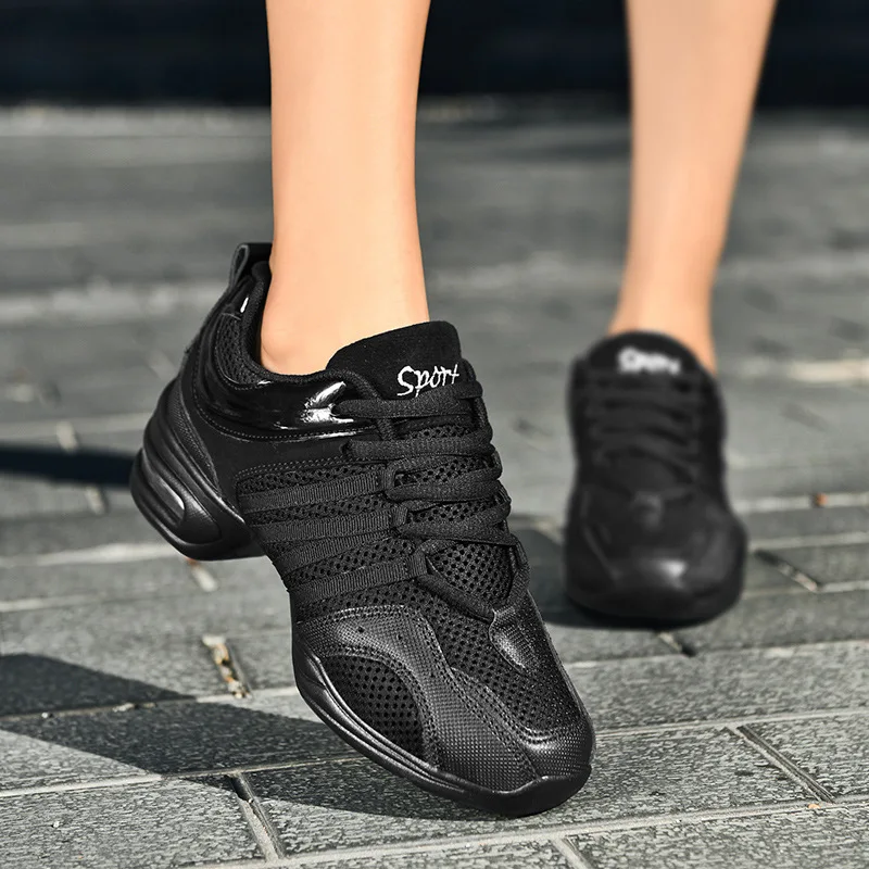 Square Dance Shoes Sneakers Elevated Women Dance Shoes Modern Dance Soft Sole Air Cushion Breathable Mesh Sports Shoes Women