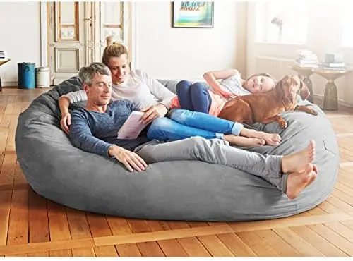 Luxurious Giant 7ft Bean Bag Chair with Microsuede Cover - Ultra Soft, Foam Filling, Washable XXL Sofa for Kids