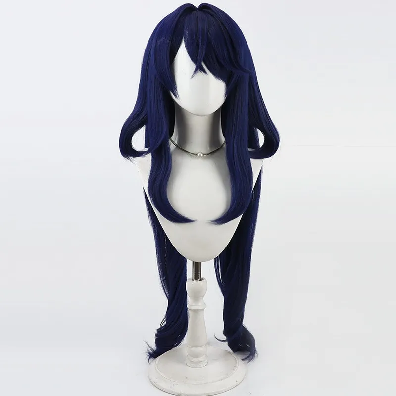 Genshin Impact Lauma Parrucca Cosplay Blu Scuro Frostmoon Scions Lungo Resistente Al Calore Capelli Sintetici Parrucca Lauma Del Partito + Protezione Della Parrucca