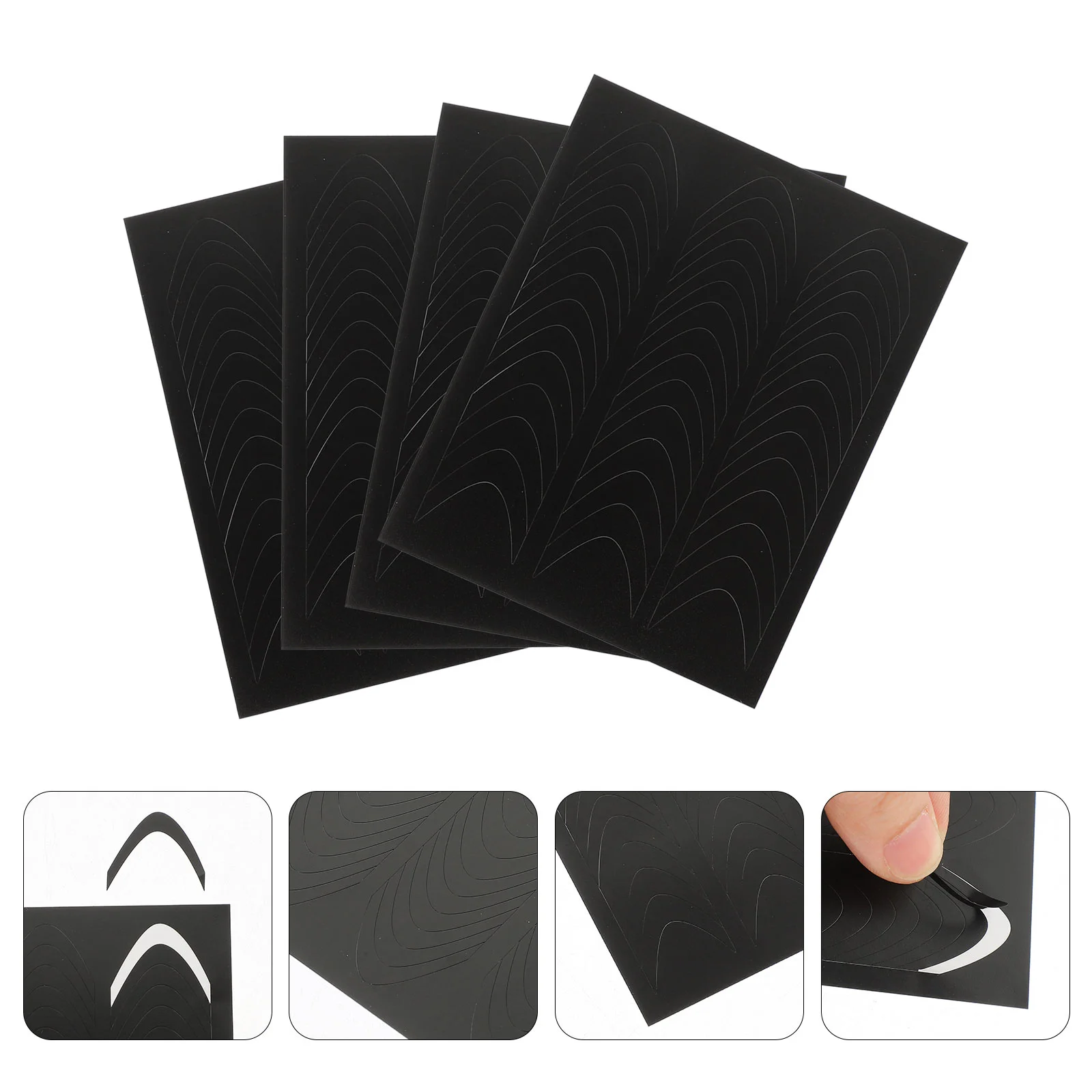 4 vellen nagelstickers Franse manicure decoraties voor tip uitgehold 950 x 750 x 010 cm strips stencils zwart gereedschap