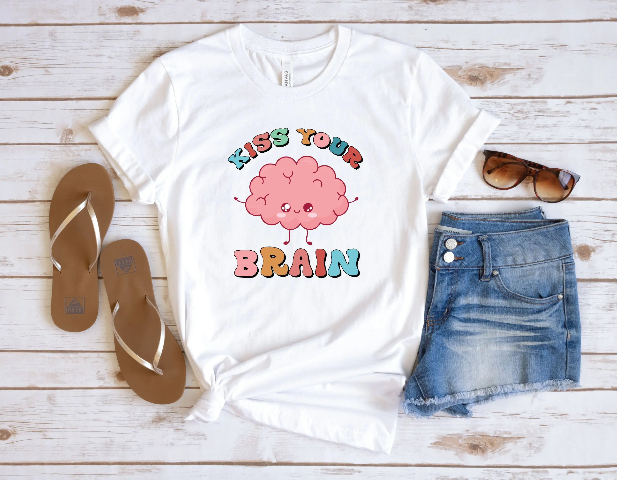 Kiss Your Brain T Shirt Mental Health Sped Teacher Walnut Funny