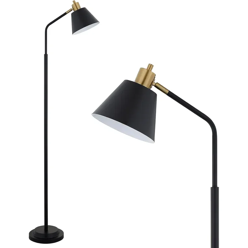 Upgraded Double-Base Black Floor Lamp Adjustable Lamp Head-65.3