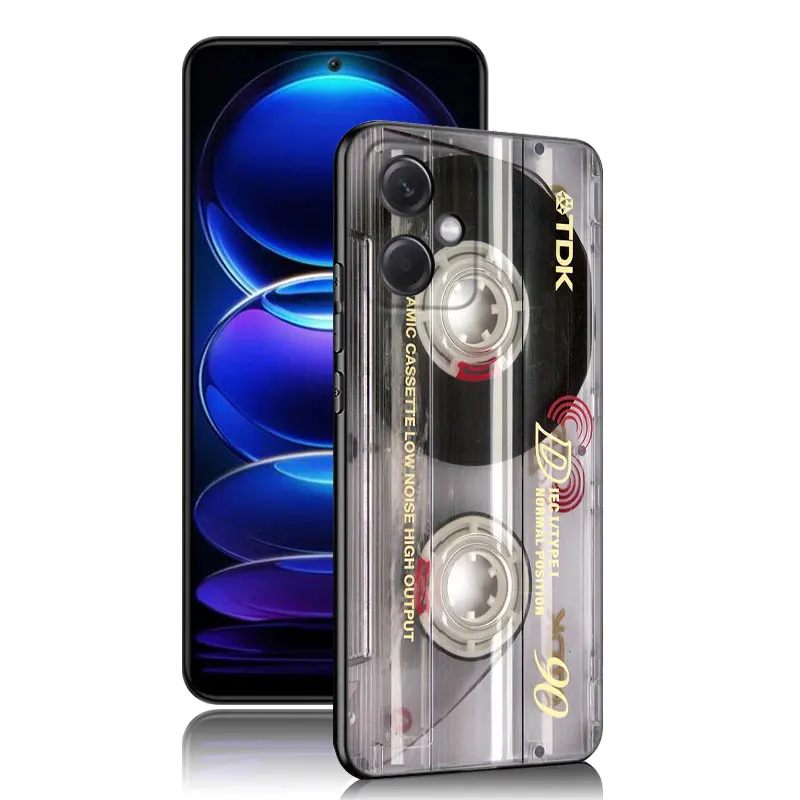 Vintage Cassette tape retro style Black Silicone Phone Case For Xiaomi Redmi Note 9 10 11 11S 11T 12 13 Pro 5G Plus 9S 10S 12S image 6