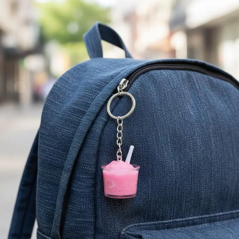 Cute Simulation Drink Key Chain Realistic Mini Juice Cup Pendant 1Pcs for Purse Backpack Car Key Decoration