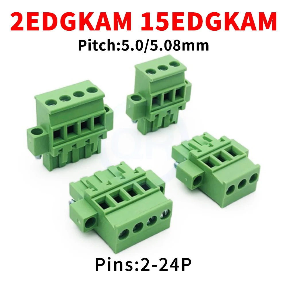 (10 pcs) KF 2EDGKAM 5.08mm 5.0mm Plug-in Terminal Block 15EDGKAM 5.0/5.08 Upright Side Entry Plug with Ear Flange 2-24Pin