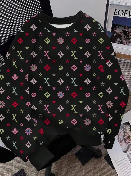 

Hot Selling Cross-border Fashion Trendy Men's Niche Brand Full Print Long Sleeve Men's T-Shirt Loose and Comfortable Top