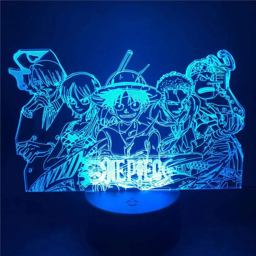 One Piece Luffy Nami Sanji Zoro Chopper 3D Led ANIME LAMP Nightlights 7 Color Changing Lampara For Christmas Gift