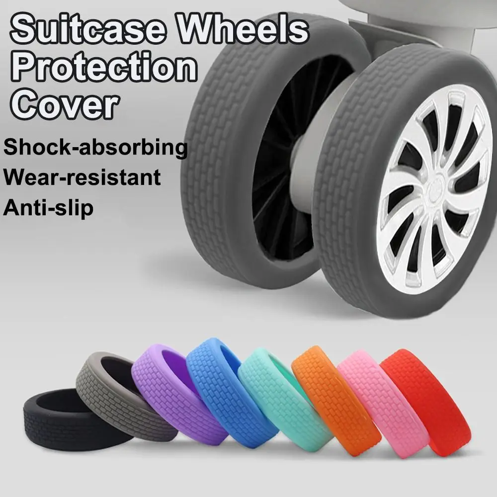 

8PCS/Set Silicone Travel Luggage Caster Shoes with Silent Sound Reduce Wheel Wear Suitcase Wheels Protection Cover Reduce Noise