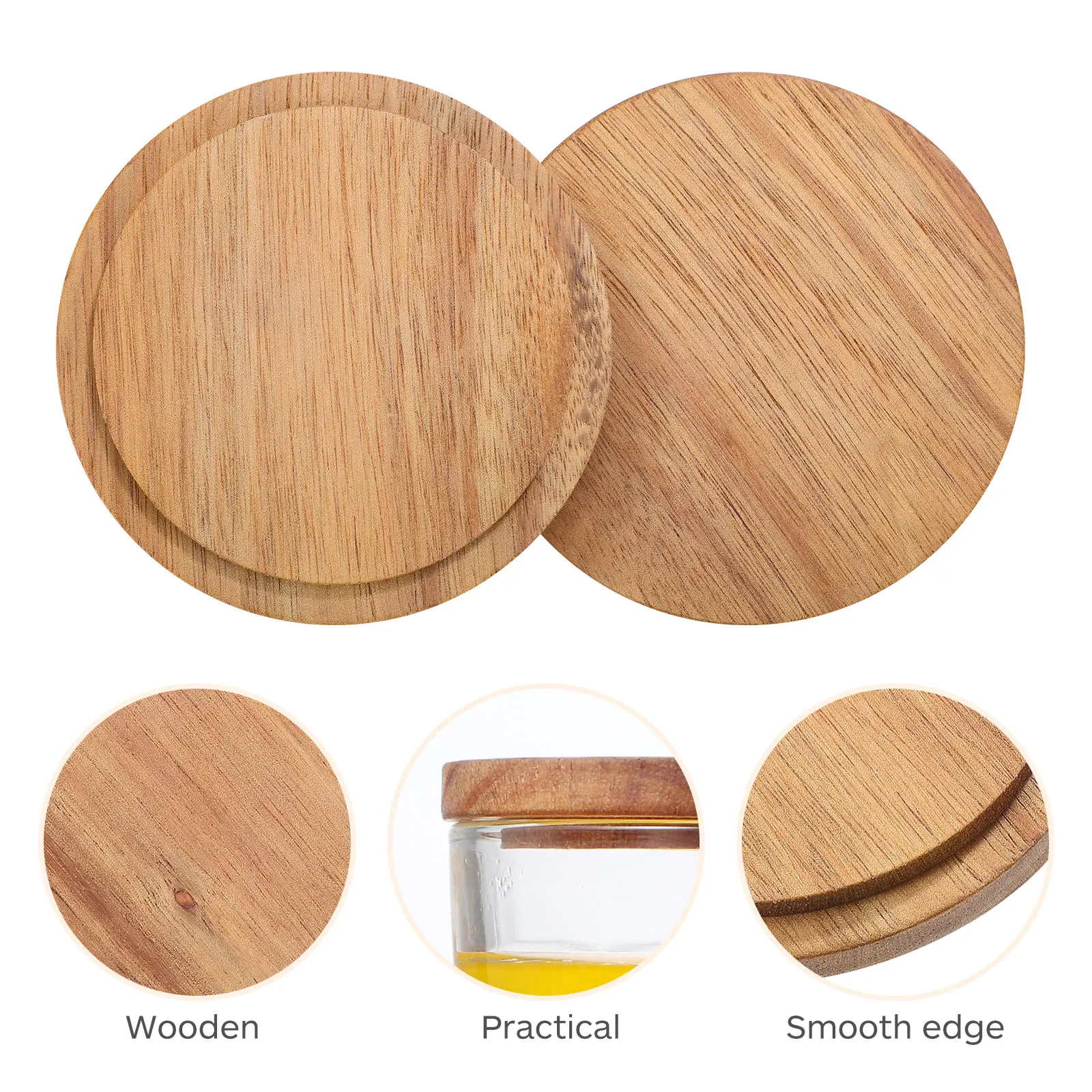 

4Pcs Wooden Cup Lid Round Reusable Mug Cover for Coffee Tea Ceramic Cups Smooth Easy Clean Sealing Home Kitchen Office Use