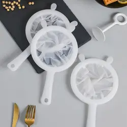 Reutilizável Nylon Mesh Filtro, Branco Separação Net, Malha Fina, Handle Duplo, Cozinha Gadgets, 100 Mesh, 200 Mesh, 400Mesh