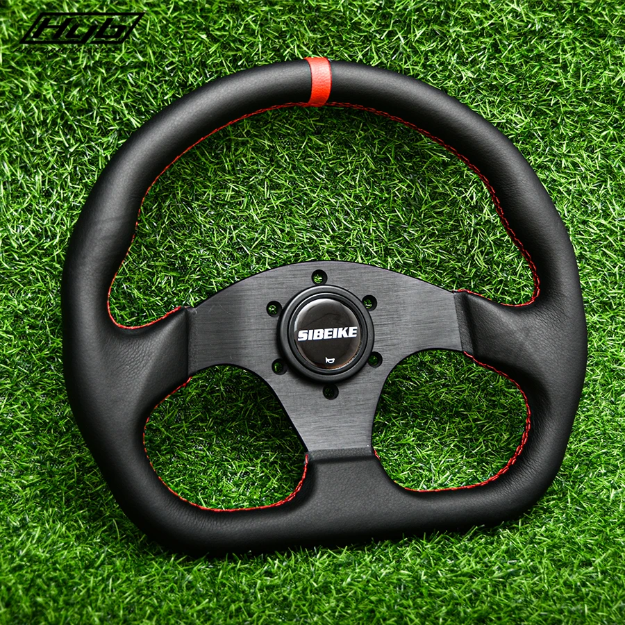 Leather Black Racing Steering Wheel D Shape Car Sport 320mm JDM Steering Wheel With Horn Button PCD 70MM