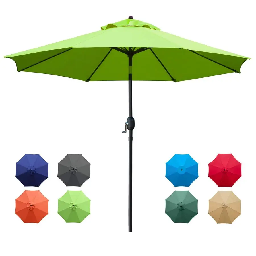 

9Ft Patio Umbrella Outdoor Table Umbrella with 8 Sturdy Ribs Grass Green