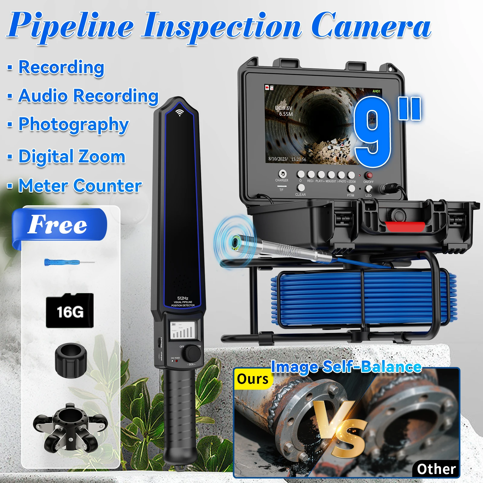 Sewer Camera 512Hz Self-Leveling 9