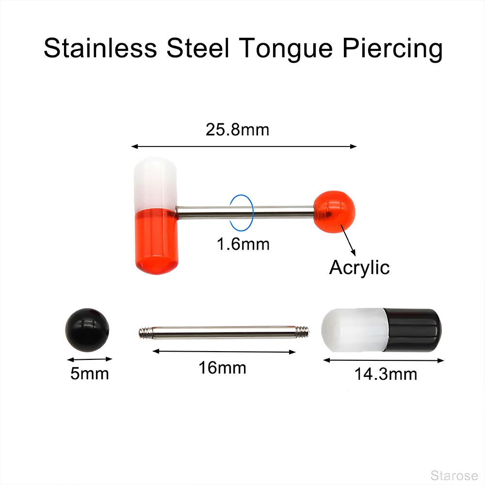 I Feel Good 2pcs/lot Blue Capsule Tragus Piercing lengua Acrylic Pill Tongue Rings Women Men Jewelry Kylie Lip Piercing Tongue