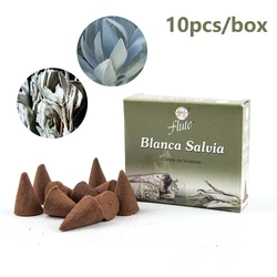 10Pcs/set White Sage Incense Cones Smoky Purification Fragrance Soothe Nerves