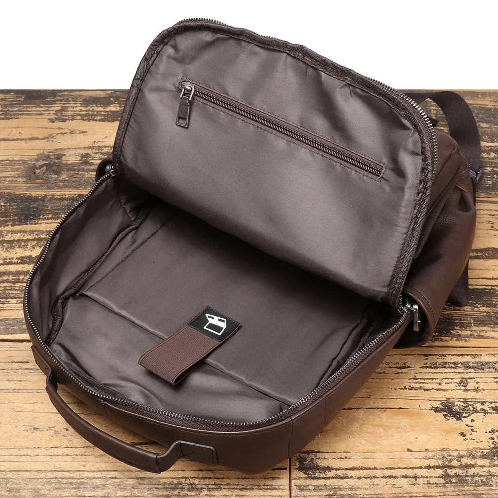 Sac à dos en cuir véritable pour homme, sac d'ordinateur multicouche, grande capacité, nouveau