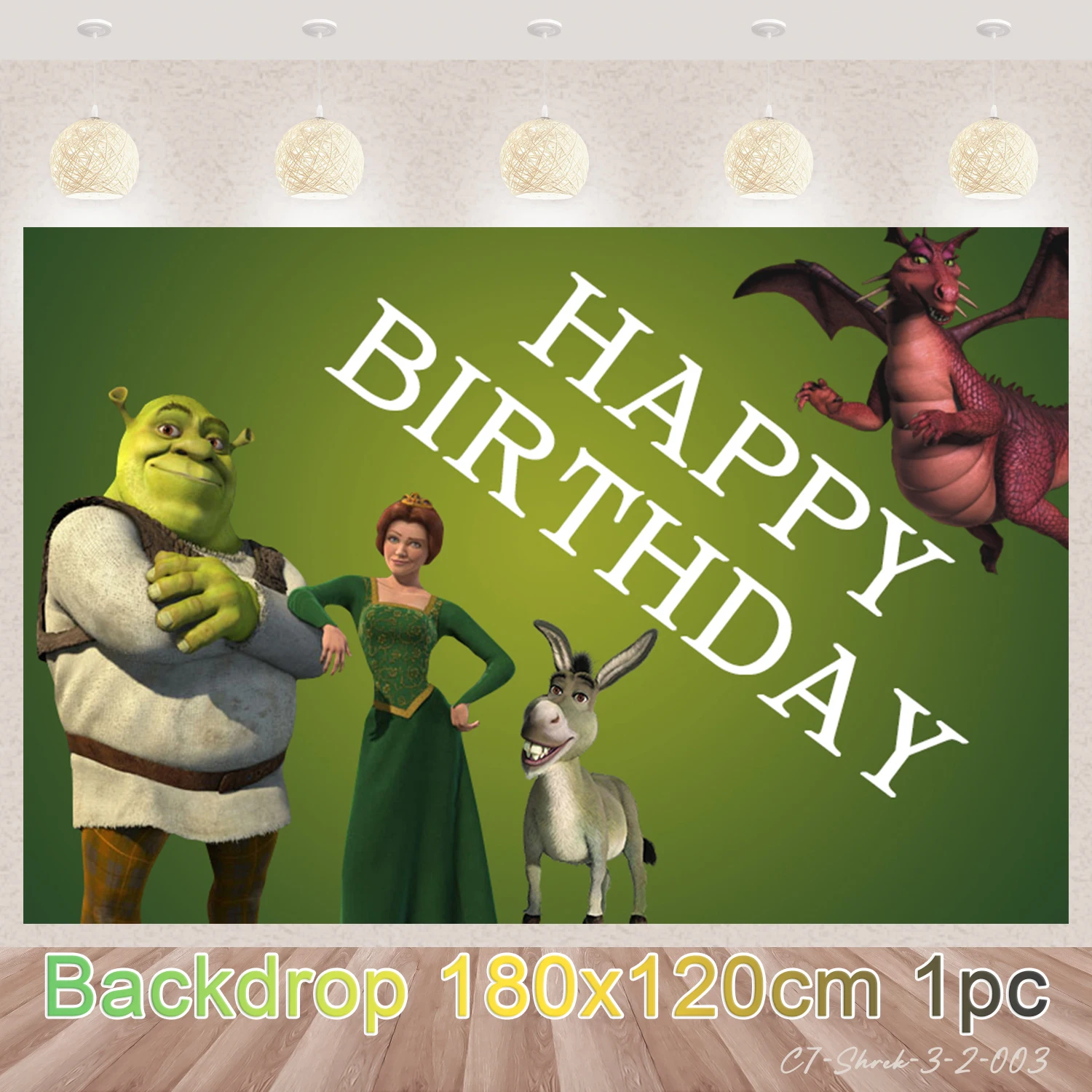 Shrek&Fiona&Green&Monster Theme Birthday Party Decoration Supplies Balloon Background Banner Cake Topper Kid Gift Photo Props