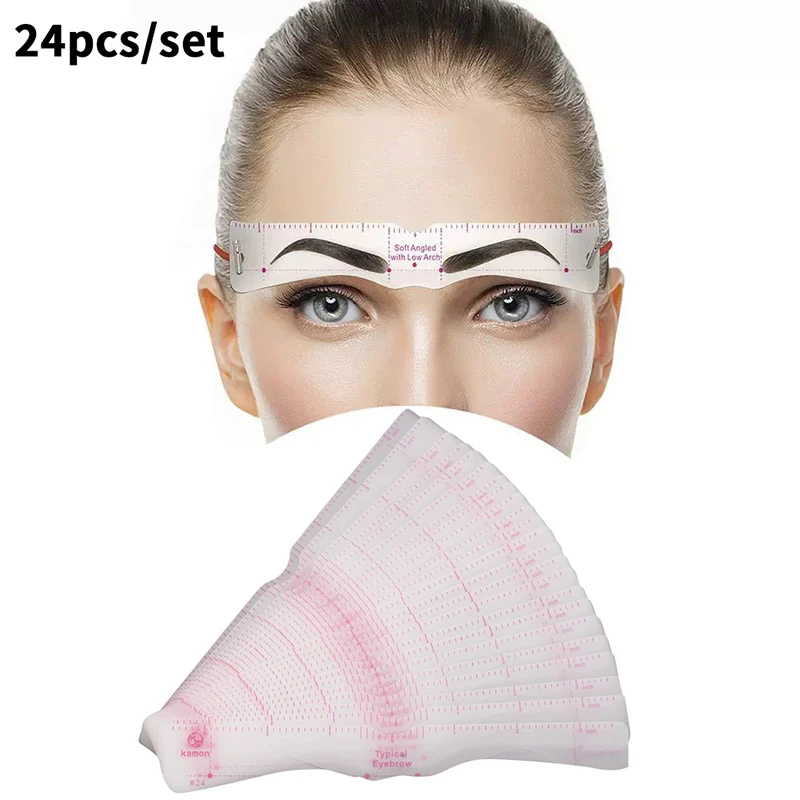 24 Style Fixable Eyebrow Stencil Card Grooming Brow Shaper Template Reusable Stickers Makeup Drawing Eyebrow Stamp Beauty Tools