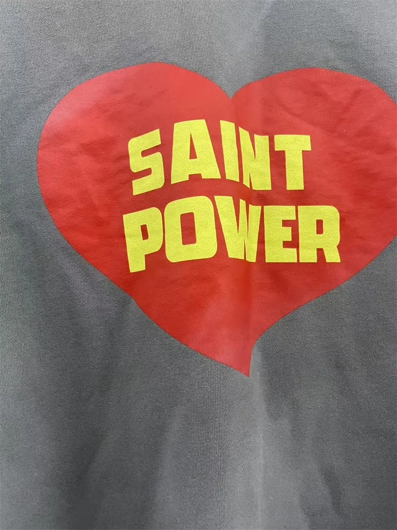 Washed Saint Michael POWRER Hoodies Men Women Oversized Destroy Sweatshirt