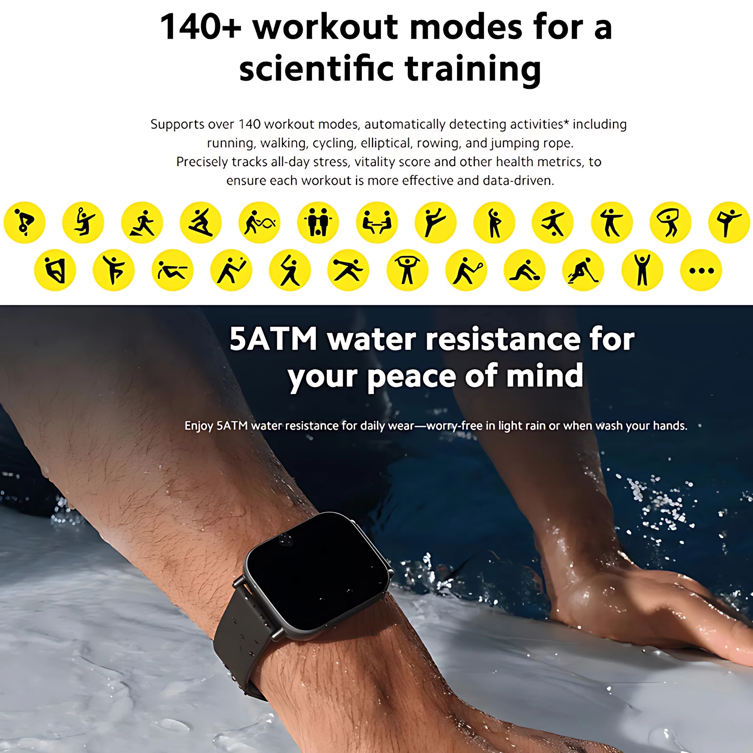 Globalna wersja dla Xiaomi Redmi Watch 5 Aktywny 2-calowy wyświetlacz Do 8 dni pracy na baterii 70+ trybów treningu Połączenia Bluetooth 5ATM