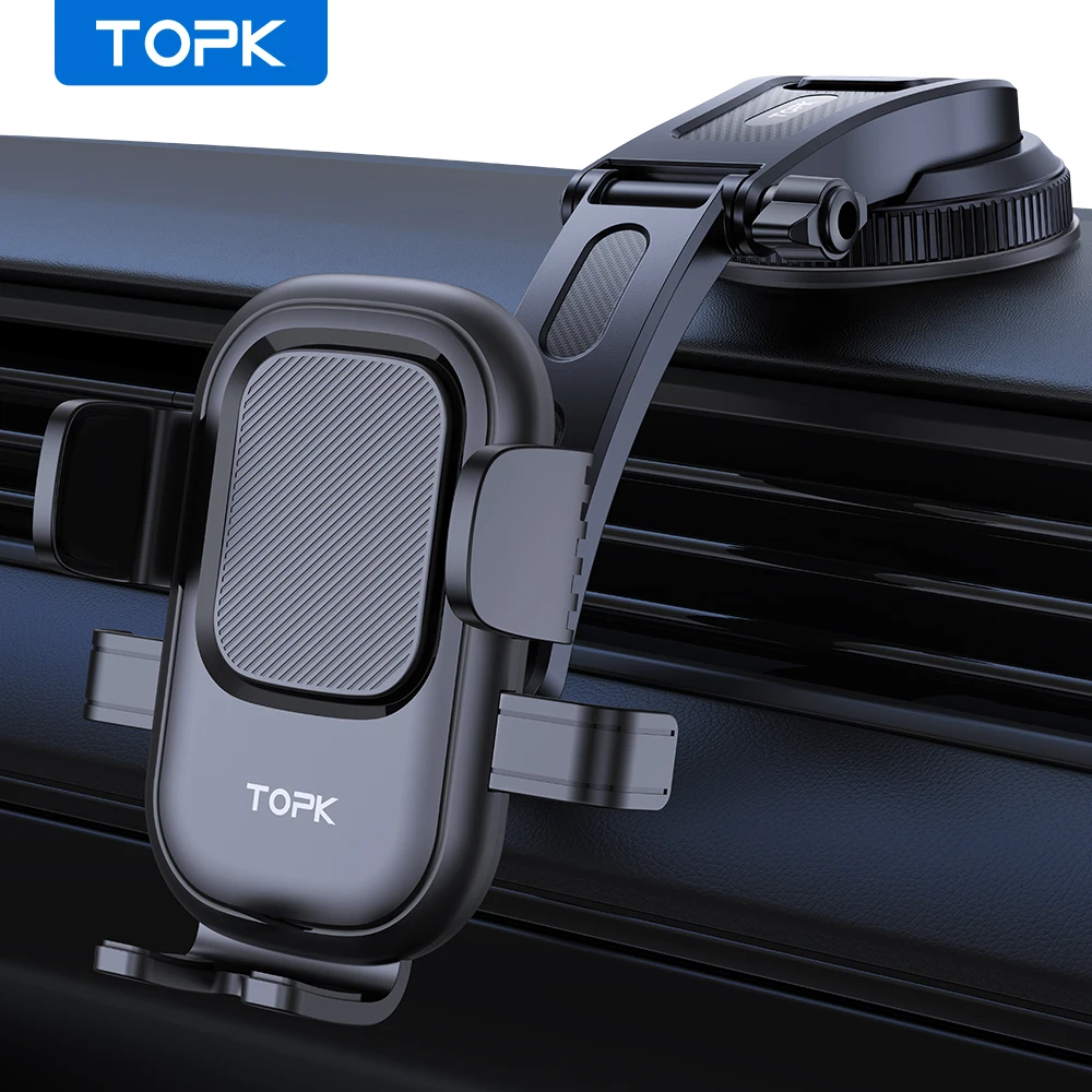 TOPK Autotelefonhalter Ständer Schwerkraft-Armaturenbrett-Telefonhalter Handy-Unterstützung Universal für iPhones und Android-Telefone (4"-7")