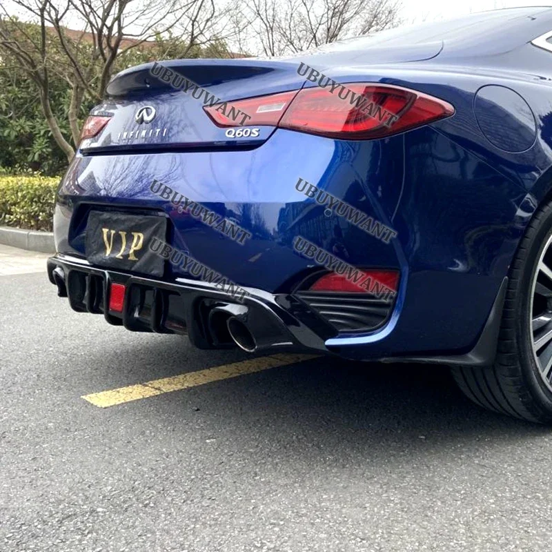 

For Infiniti Q60 High Quality Car Rear Bumper Diffuser Lip Spoiler with Led Brake Light 2018-2022 Chassis Deflector Guard