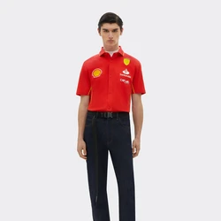 2024 Scuderia Racing Team Replica Shirt,Motorcycle Racing Official Team Hot Sale Men Brand Lapel CHARLES LECLERG Buckle Shirts