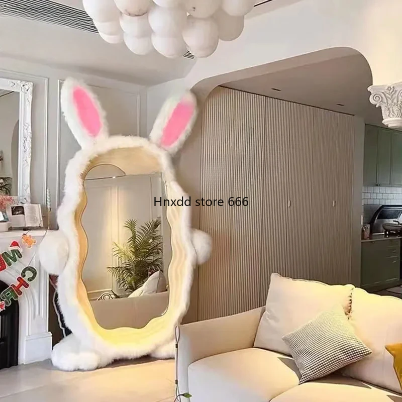 Rabbit Mirror Full-Length Home Floor Mirror Cartoon Dressing Mirror Makeup Floor Big Decorations