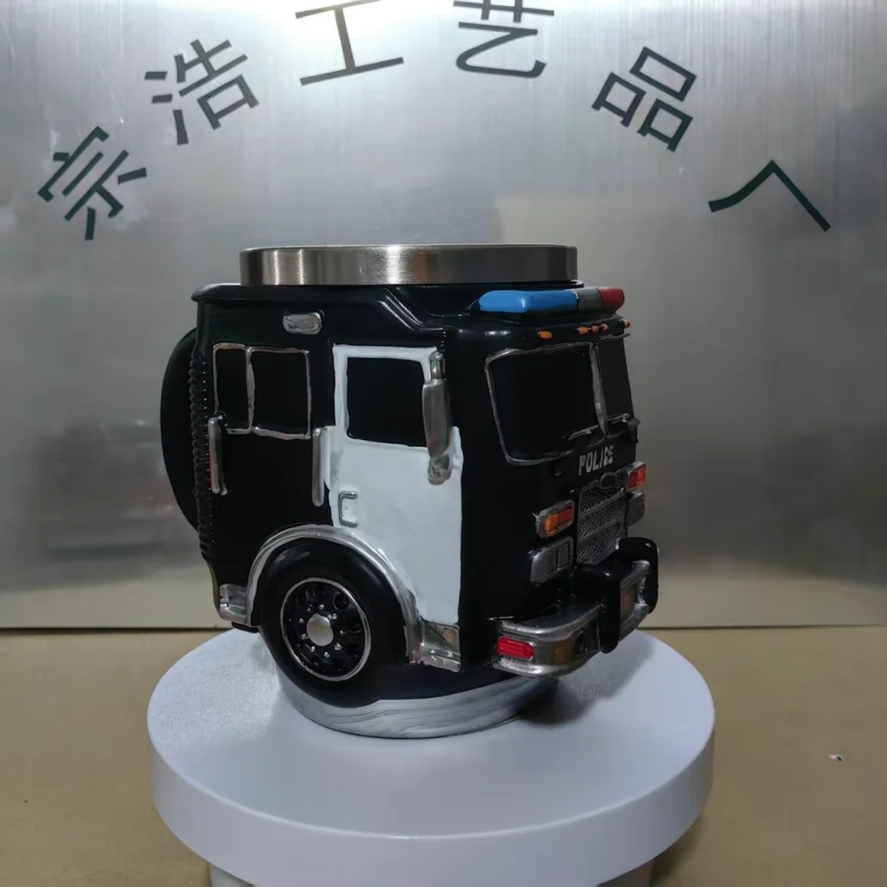 Customized Resin Fire Engine Rescue Coffee Mug Creative European Style Drinkware Durable Gift For Parents Children