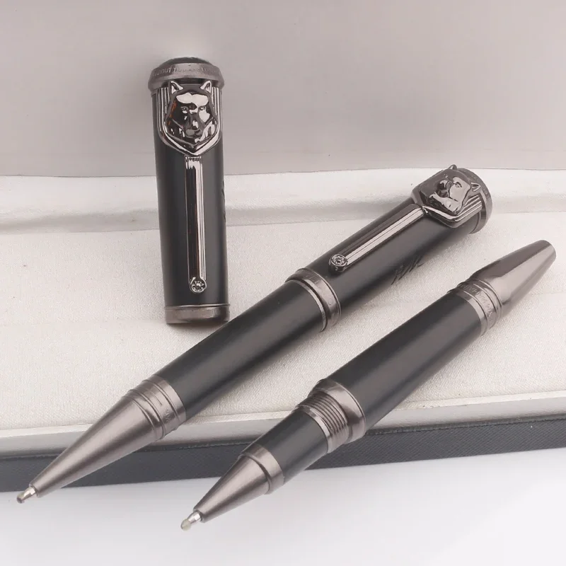 MB القلم الكاتب التوقيع الطبعة روديارد كيبلينغ قلم حبر جاف فاخر القرطاسية مع تصميم الحبر الذئب رئيس الحبر المنقوش
