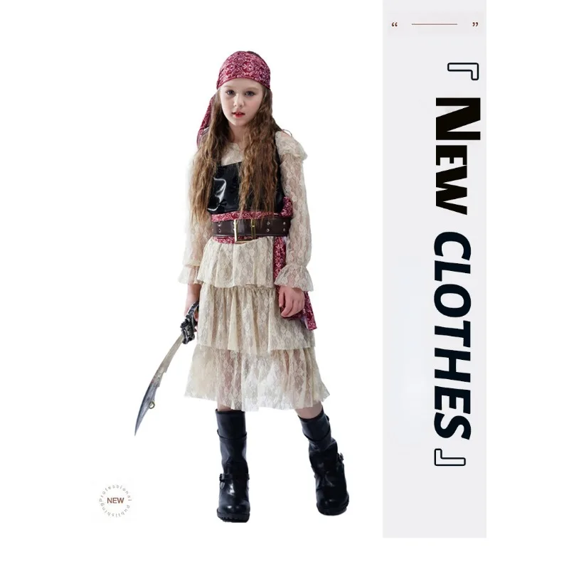New Halloween Carnival Night Girls Lace Pirate Skirt Girl Pirate Cos Party Costume Pirate Stage Performance Costume