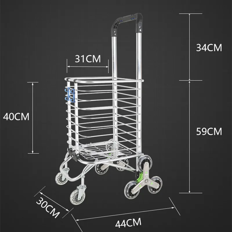 Folding Lightweight Shopping Cart Household Portable Elderly Grocery Trolley Aluminum Alloy Trailer Outdoor Camping Picnic