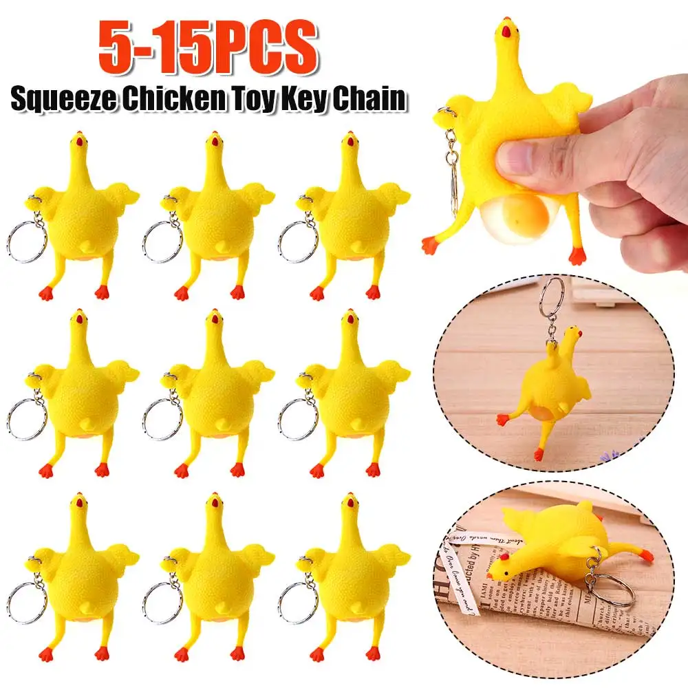 

Портативная игрушка-антистресс в виде курицы из ПВХ, легкая, эластичная, мягкая, для снятия стресса, брелок для ключей, подарок для детей на праздник
