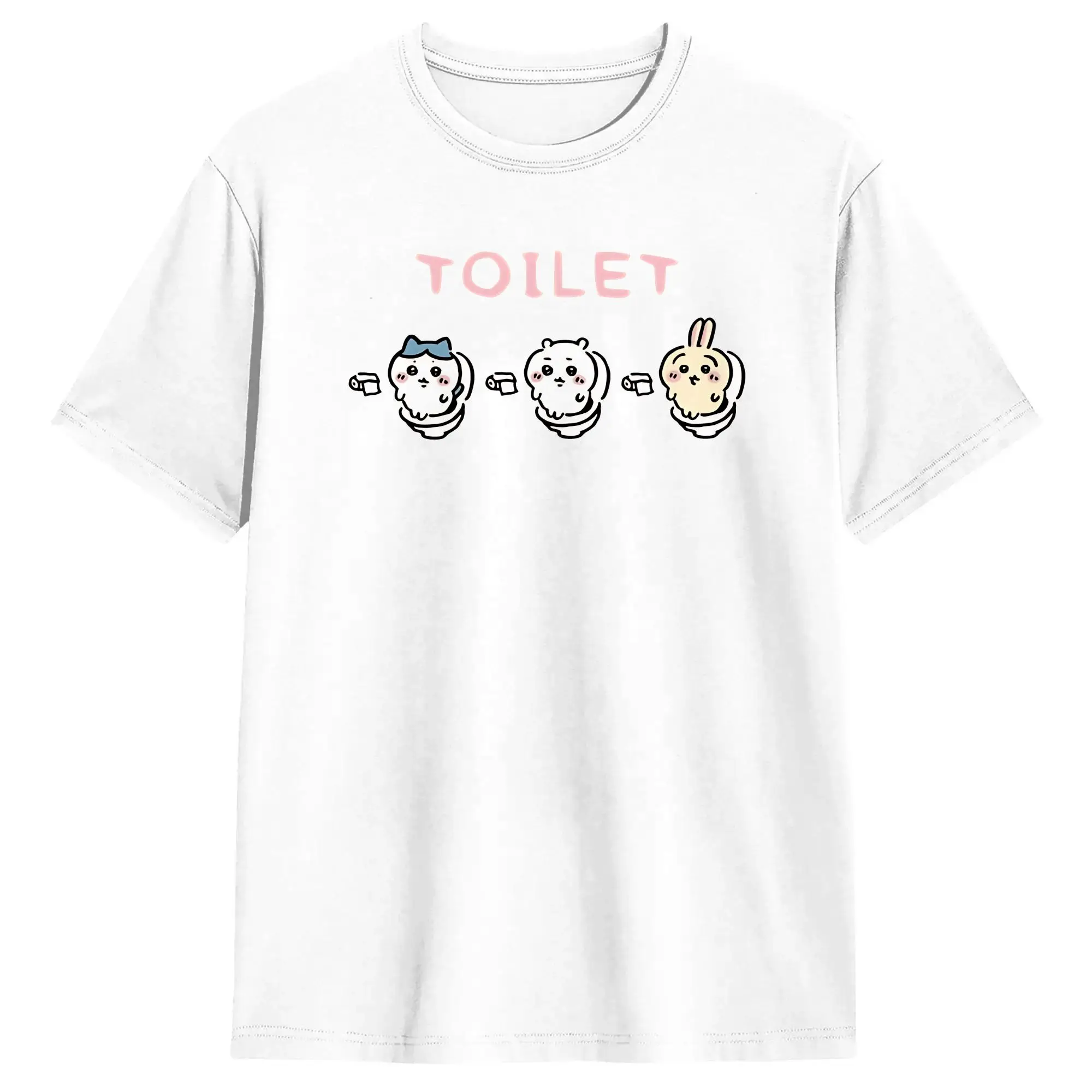 Men Chiikawas Hachiware Usagi On The Toilet T Shirts Cotton Tops Vintage Short Sleeve Round Collar Tee Shirt Gift Idea T-Shirts