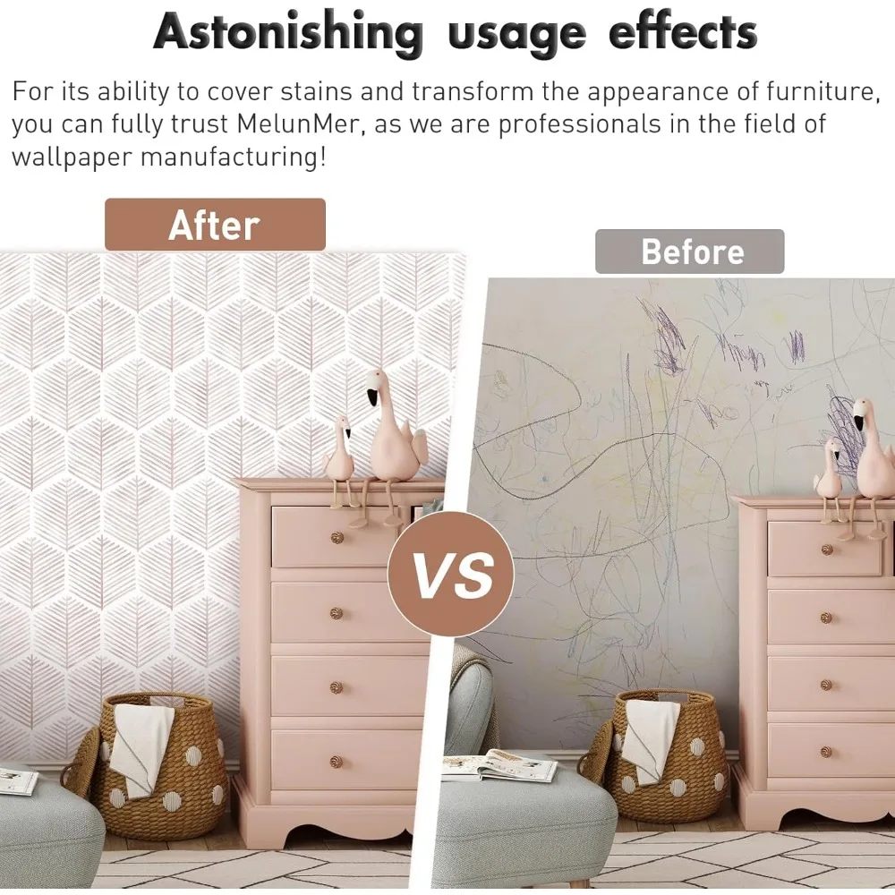 ورق جدران ذاتي اللصق قابل للإزالة على طراز بوهو لغرفة النوم والحمام، تصميم وردي حديث، طويل 787 × 17.3 واسع