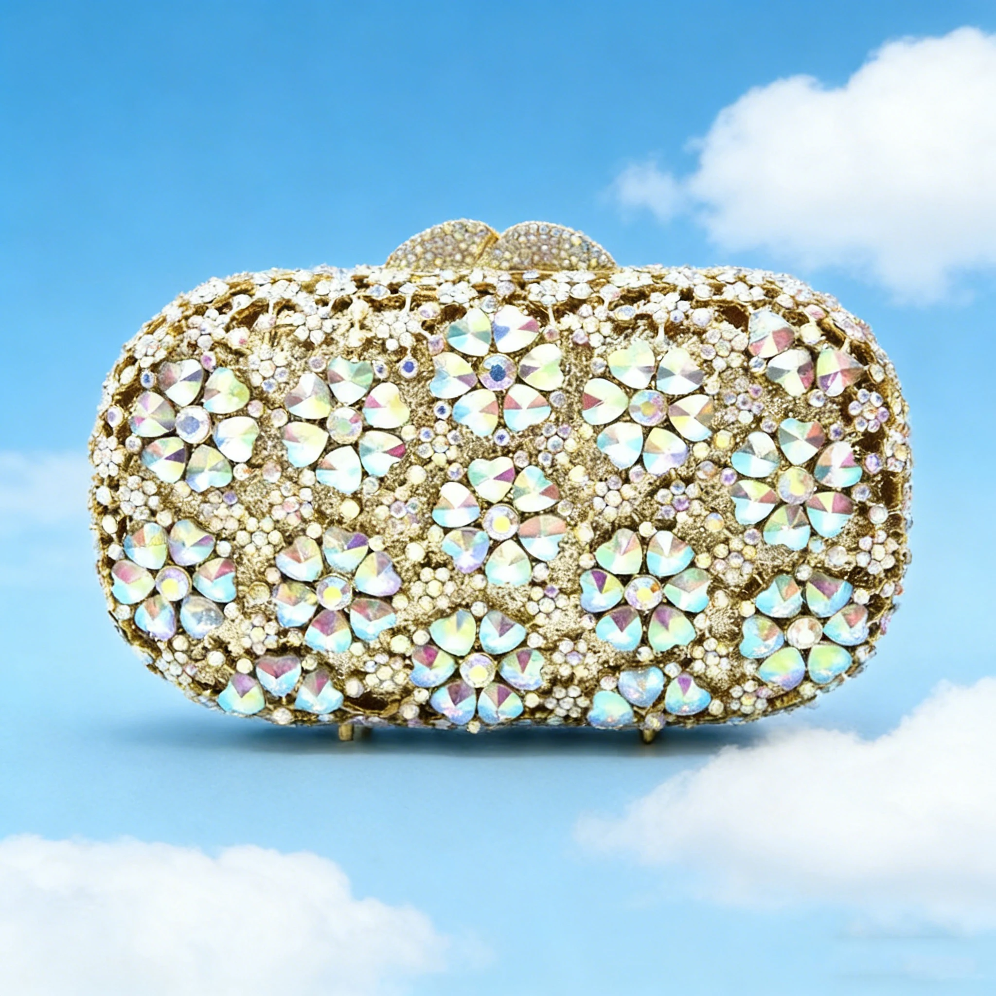 

WHTUOHENG Золотая металлическая сумочка AB Purse Flower, вечерние сумки-клатчи, роскошные сумки с кристаллами, женская сумка со стразами, женские клатчи, сумочки