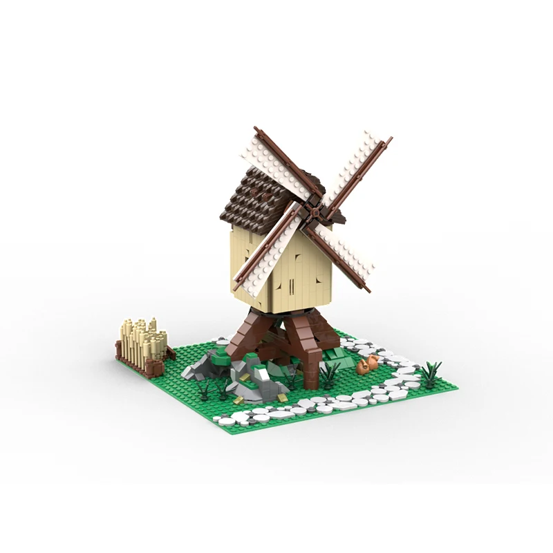 973PCS MOC-238881 Medieval Post Mill Retro Architecture Windmill Hut Model Building Blocks Bricks Kids DIY Assembly Toy Gift