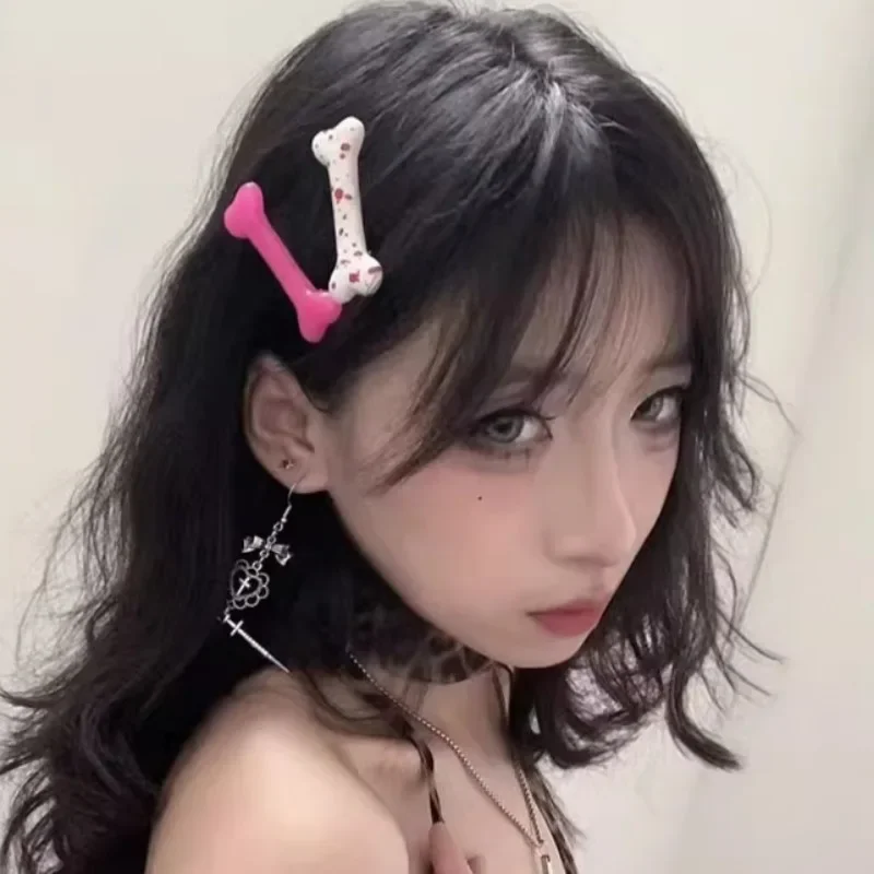 Y2K مقاطع الشعر العظام الصغيرة النساء الزخرفية جميل دبوس الشعر فتاة تصفيف الشعر المشابك بلون العظام مشبك شعر إكسسوارات الشعر