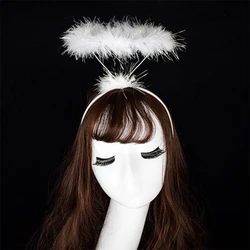 Adult Kids Angel Feather Halo Headband Women Men Halloween Birthday Costume Headpiece Stage Show Party Hair Hoop Photo Props