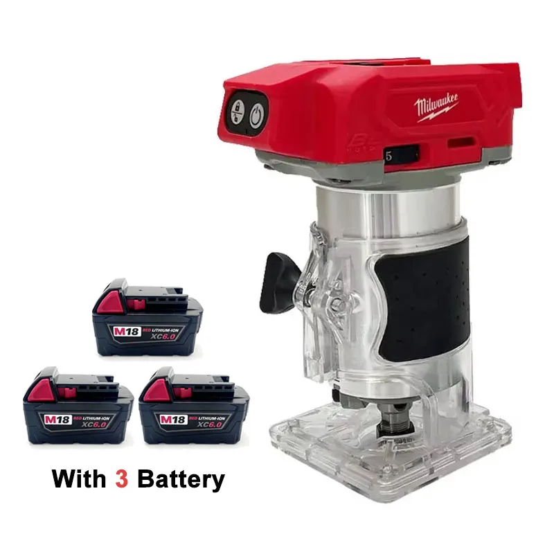 Milwaukee Borstelloze Elektrische Trimmer 800W 30000RPM Draadloze Compacte Router 5-Snelheden Houtbewerking Trimmer 18V Accu