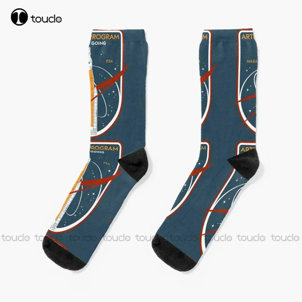 Artemis Program. We Are Going Esa Commemorative Badge Socks Athletic Socks Men 360° Digital Printing Custom Gift Funny