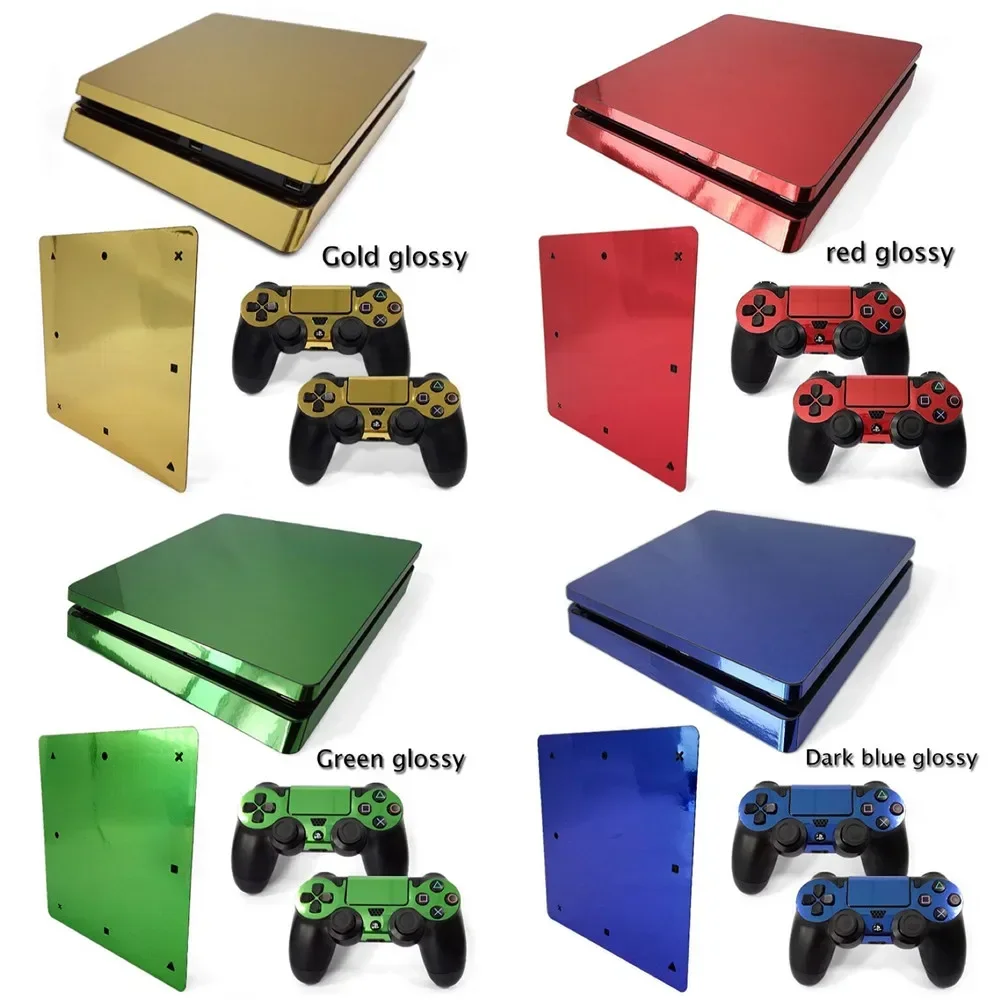 Gold Red Glossy Skin High Qulaity Decorative Sticker Decal Cover for PS4 Slim Console