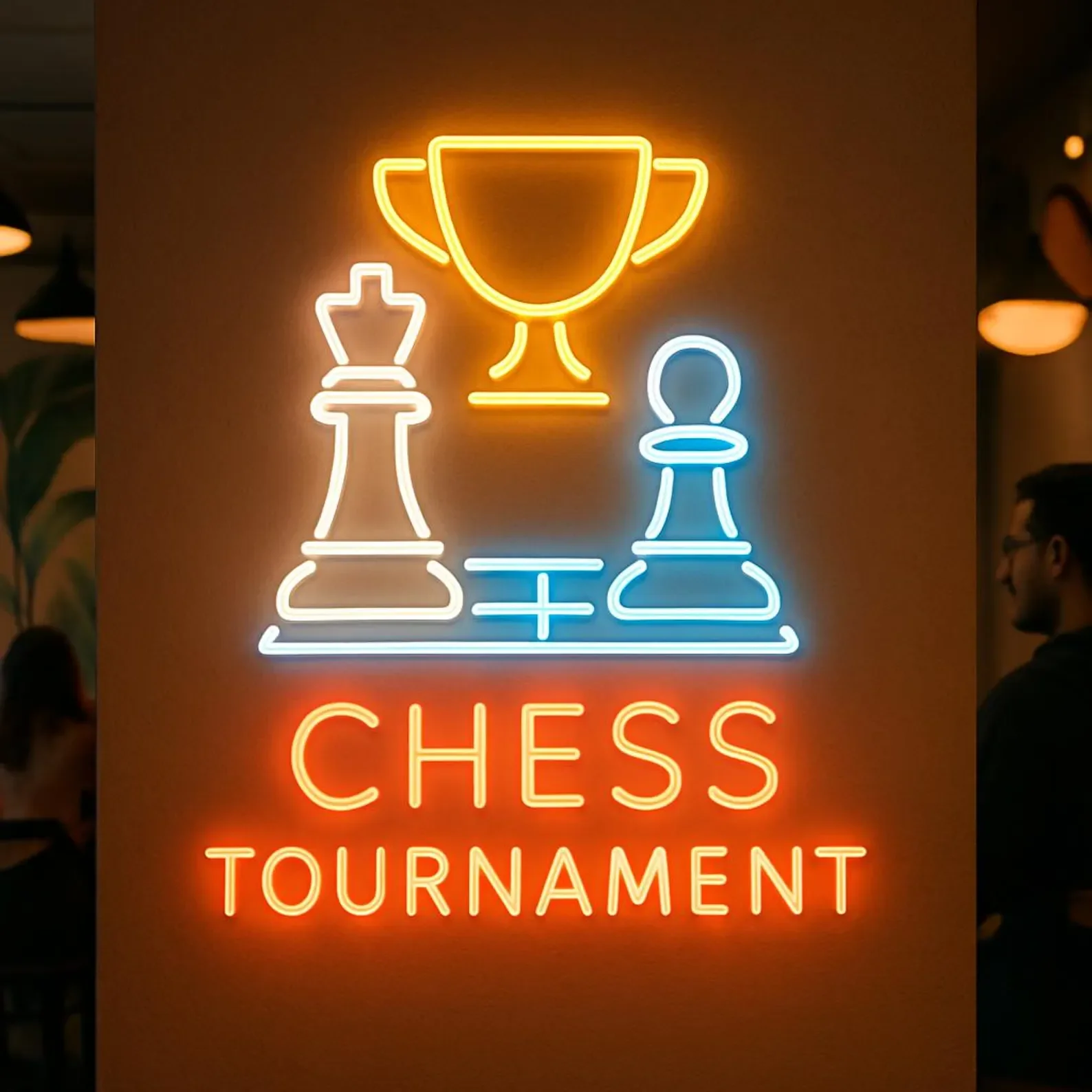 

Big Size Chess Tournament Neon Sign, Chess Club Neon Decor, Chessman Neon Sign,Gift for Kids