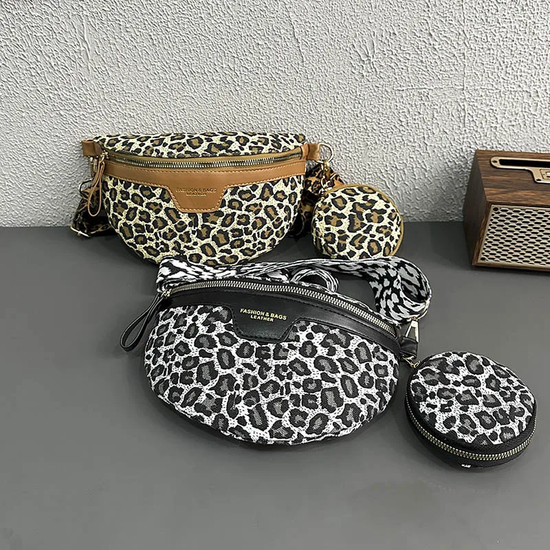 Luksusowa marka damska piterek Leopard PU skórzana Crossbody na ramię torba na klatkę piersiowa damska torba na talię nowe modne torby na telefon