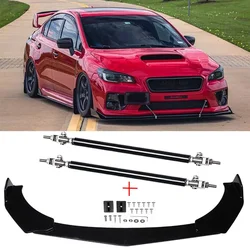 Universal Front Bumper Lip Side Splitter Diffuser Body Kits Protector + Strut Rods For Subaru WRX STI Legacy Impreza Car Styling