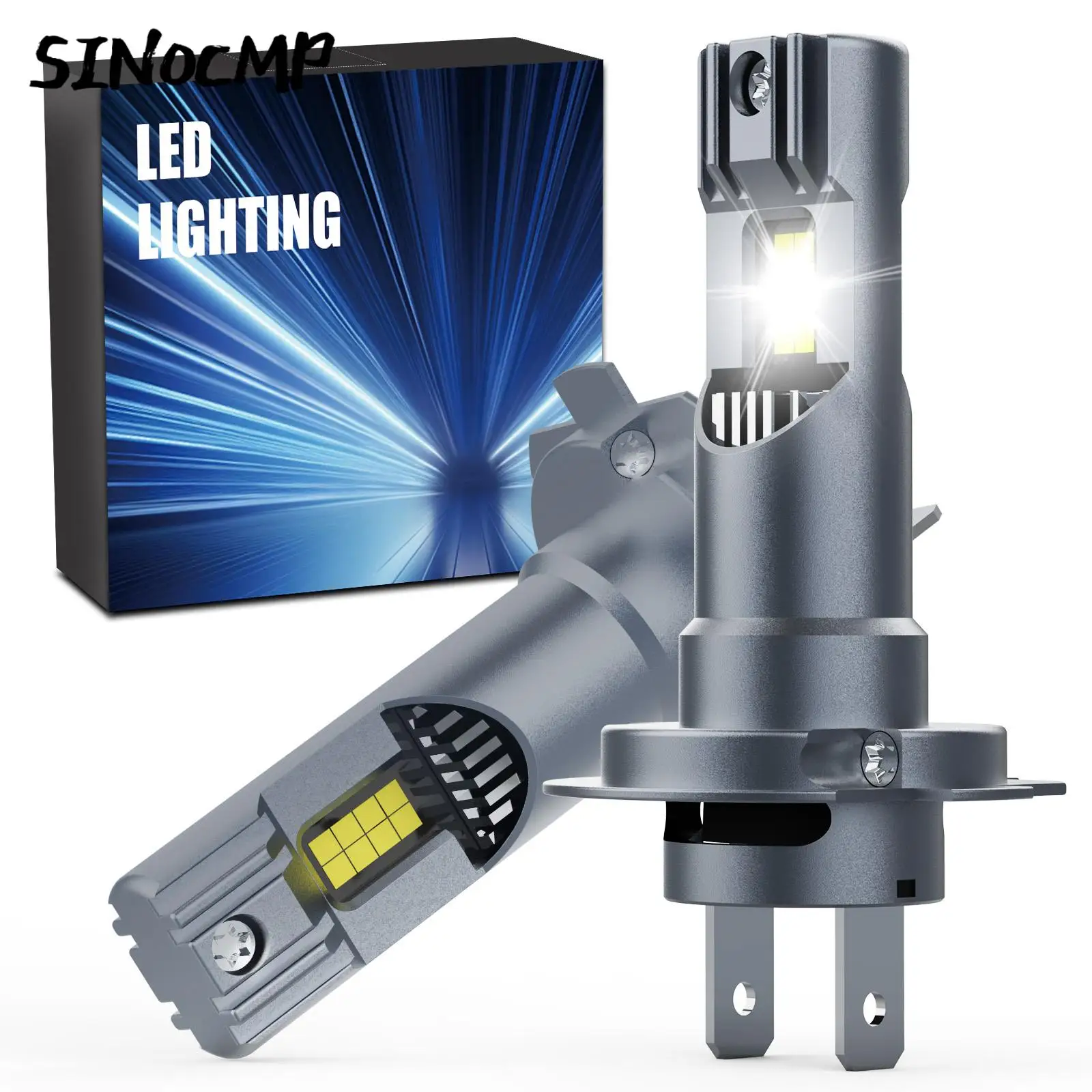 

2 шт. светодиодные лампы H7 для фар, 600% более яркие, беспроводные, 24000 лм, мини-лампы без вентилятора, автомобильные лампы дальнего и ближнего света, галогенные лампы серии HLC7F